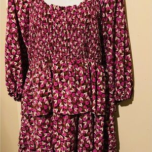 Entro Women's Mini Dress with Pink and Purple Floral Pattern
